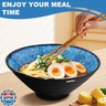 9.4-Inch 4 Sets Ceramic Ramen Bowl (16 Piece) - Japanese Porcelain Dishwasher Microwave Safe Salad Noodles Cereal Pasta Soup Large Bowls with Chopsticks Forks Spoons for Men Women Housewarming Gift