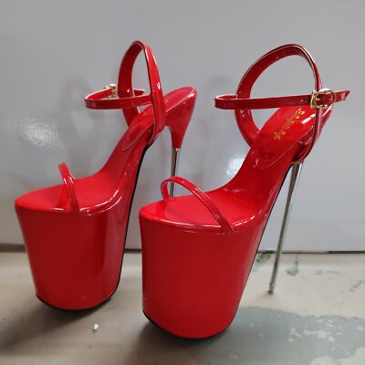 Sexy 22CM Super High Heels Sandals Womens Buckle Heel Platform Dress Party Shoes