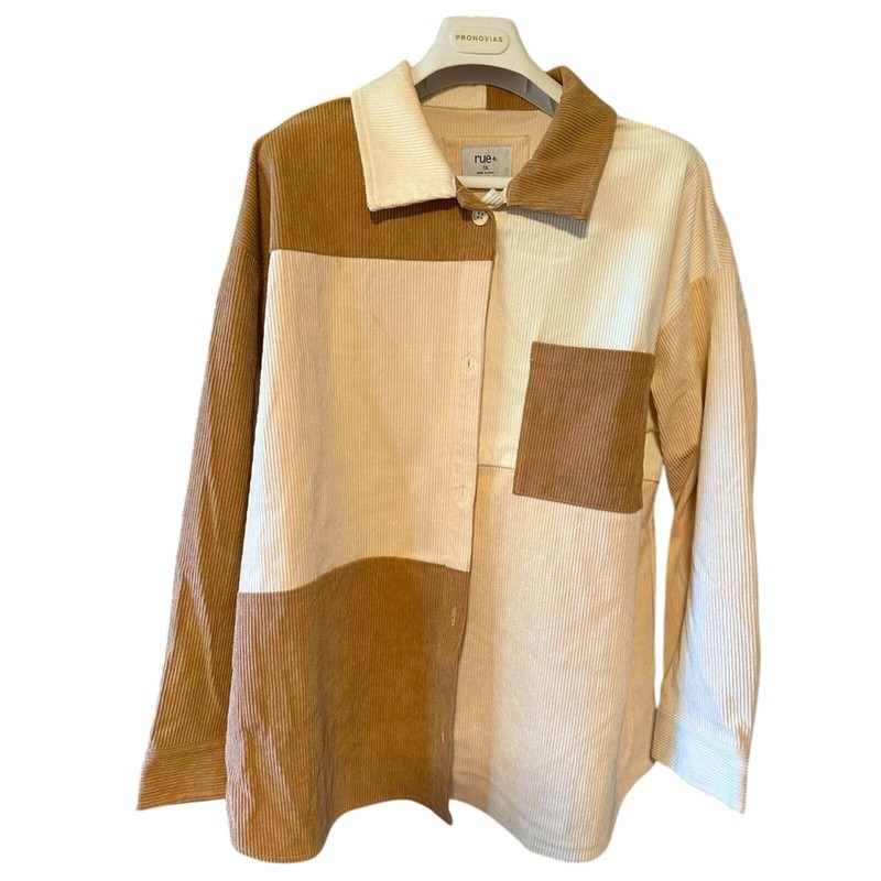 Corduroy Patchwork Shirt Jacket - 1X