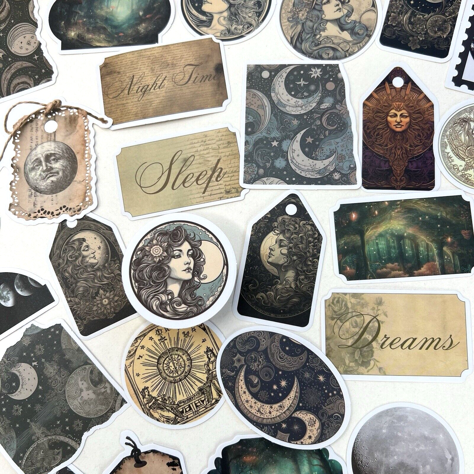 Celestial Moon Goddess Stickers Collage Junk Journal Scrapbooking Cardmaking
