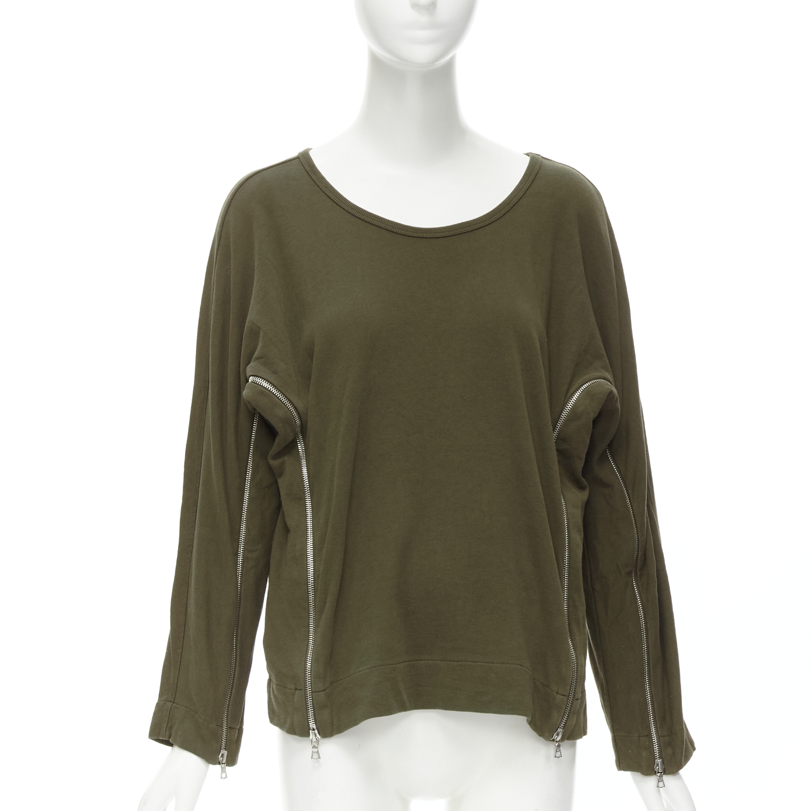 DRIES VAN NOTEN brown cotton silver zip detail sweater top M DRIES VAN NOTEN brown cotton silver zip detail sweater top M