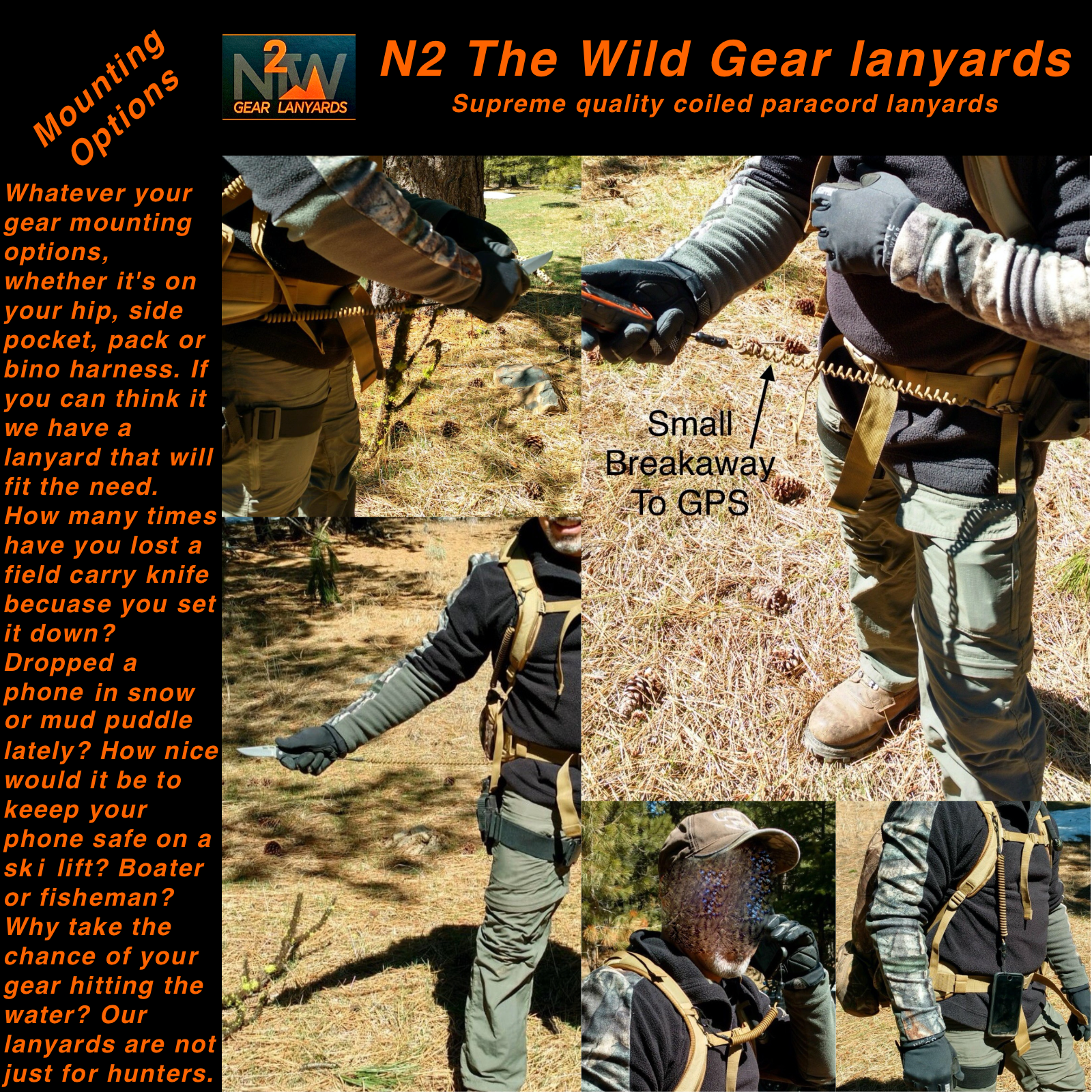 N2 The Wild Gear Lanyards Subalpine & Coyote Rangefinder Binocular GPS Lanyard