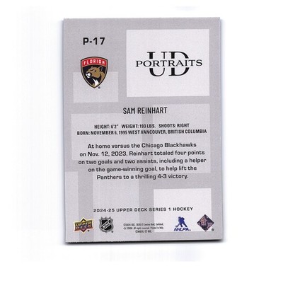 2024 Upper Deck Series 1 #P-17 Sam Reinhart UD Portrait