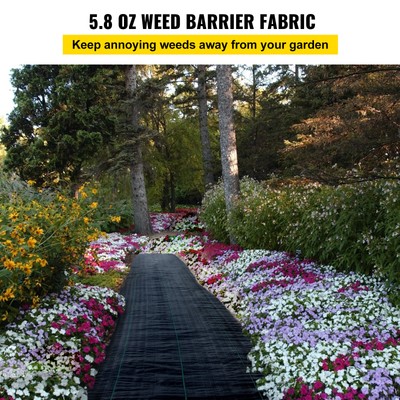 VEVOR 4 x 100 ft Woven Weed Barrier Landscape Fabric Ground Cover Black 5.8OZ