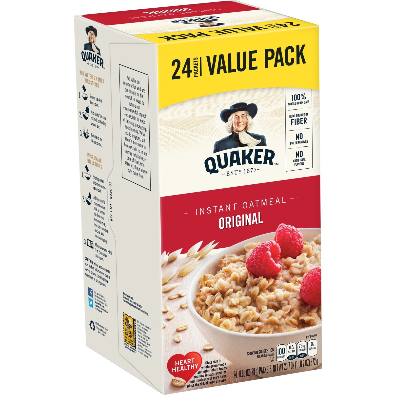 Quaker Instant Oatmeal, Original, Value Pack, 24 Packets
