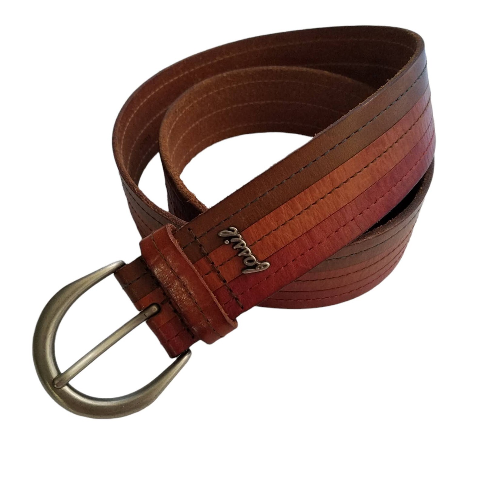 Fossil Medium Leather Belt Muted Tri Tone Vertical Stripe Fossil Medium Leather Belt Muted Tri Tone Vertical Stripe