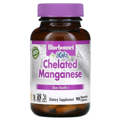 Bluebonnet Nutrition Chelated Marganese 90 Vcaps, без яиц, без рыбы,