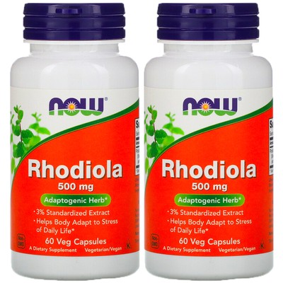 Now Foods Rhodiola 500 мг 60 вегетарианских капсул с гарантией качества GMP, веганский, вегетарианский