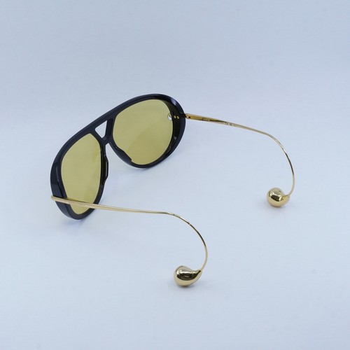 Pre-owned Bottega Veneta Bv1273s 003 Black And Gold/yellow 63-12-180 Sunglasses
