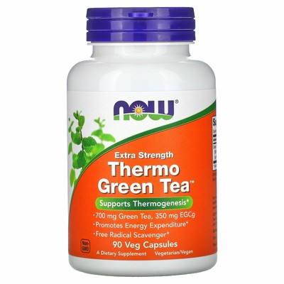 Now Foods Thermo Green Tea Extra Strength 90 растительных капсул с гарантией качества GMP,