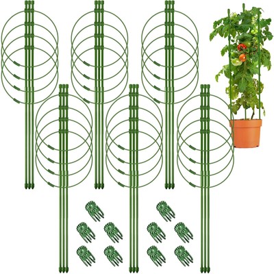 Legigo 6 Packs 24inch Plant Support Cages with 3 Adjustable Support Rings- Sm...