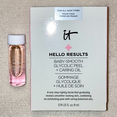 IT Cosmetics Hello Results Baby-Smooth Glycolic Peel +Caring Oil MINI .14oz, 4ml