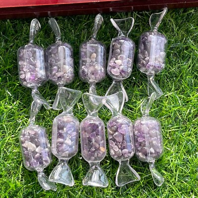 10pc TOP Amethyst Quartz hand Carved Crystal candy gem Reiki Healing