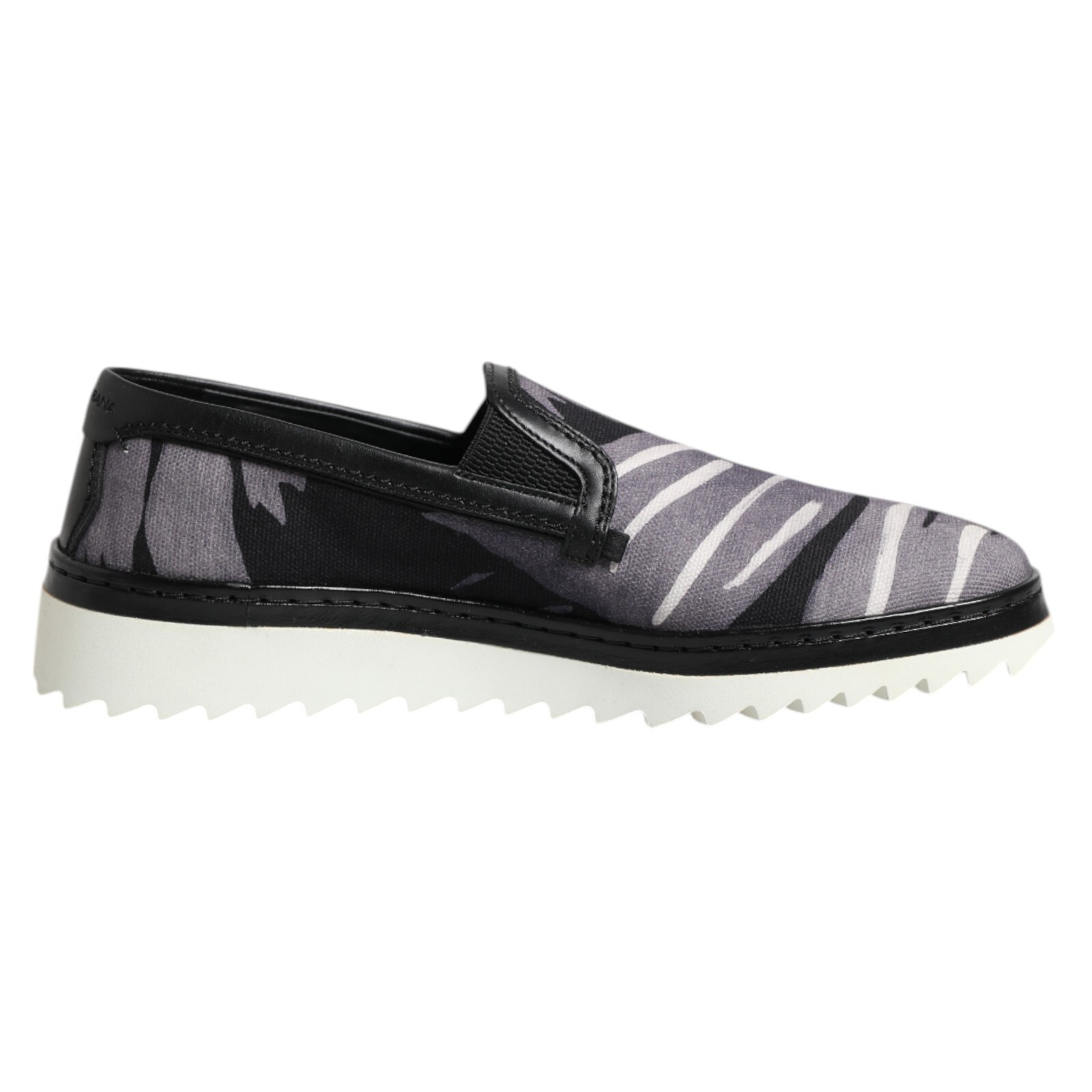 DOLCE & GABBANA Shoes Black Tropical Slip On Men Sneakers