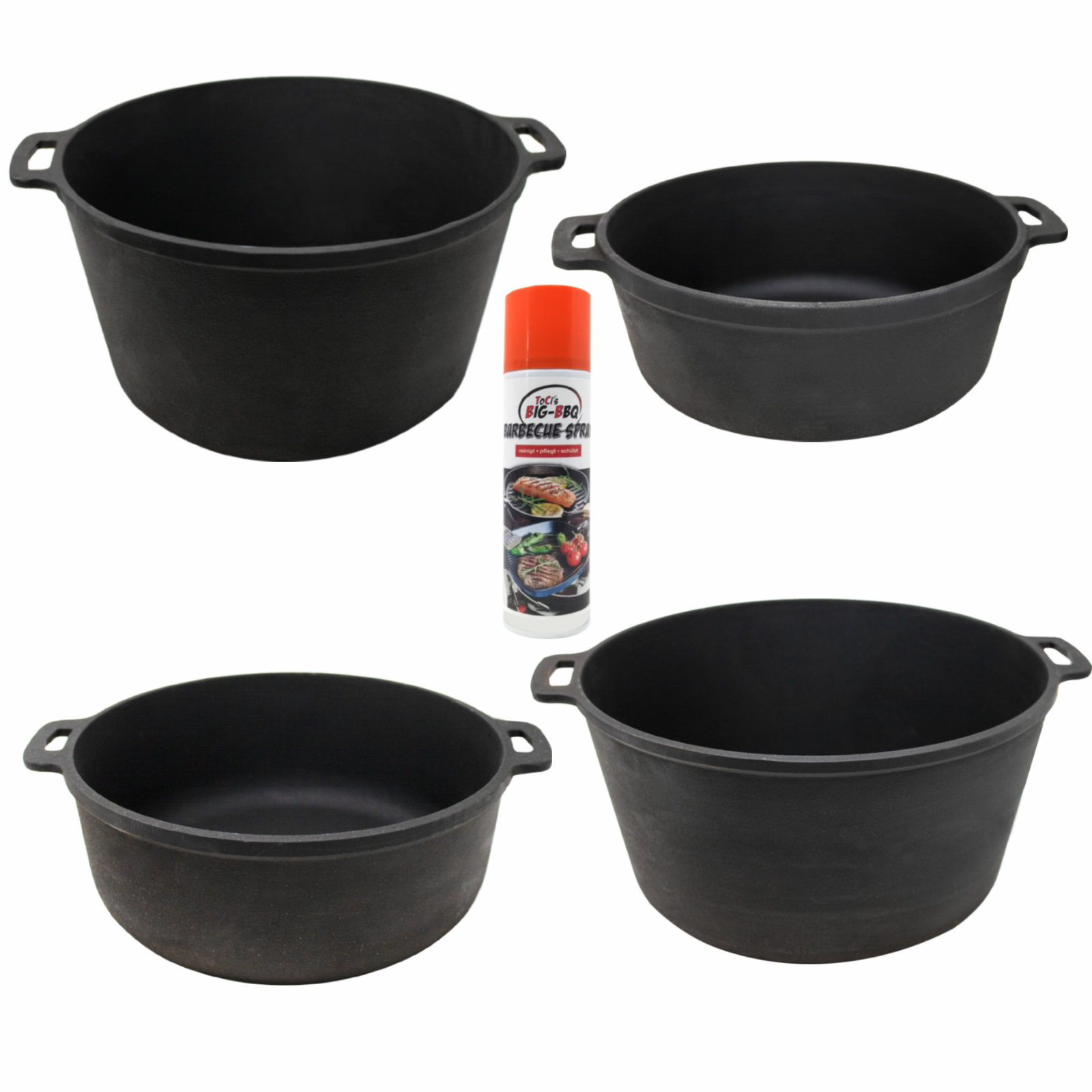 Big BBQ Gusseisen Topf Kazan Bräter Schmortopf Nasha Maysternya mit Pflegespray