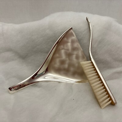 Vintage Silver Plate Dinner Side Table Brush Sweeper and Shovel