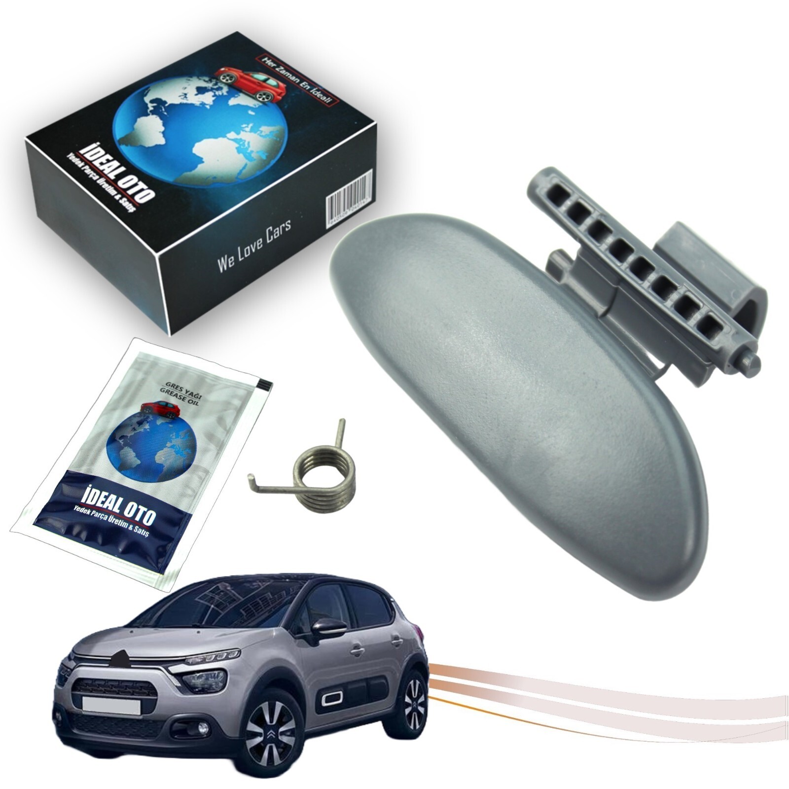 Gray Torpedo Glove Box Latch, Spring, Grease Oil Fr Citroen C3