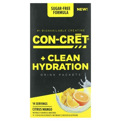 Пакеты для напитка Clean Hydration, без сахара, цитрусовые и манго, 14 пакетов, 0,19 унции