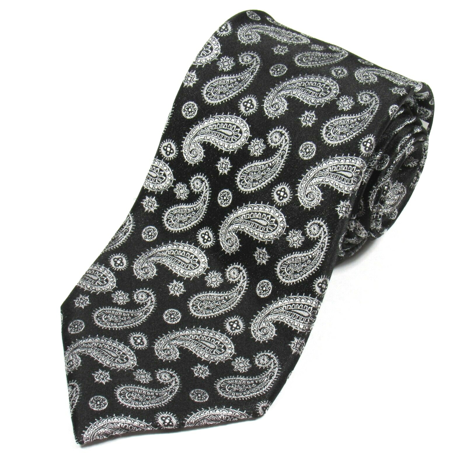 Black Brown 1826 Men's Silk Paisley Pattern Tie 100% Silk
