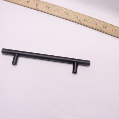 (5-Pk) Probrico Cabinet Pulls Modern T-Bar Flat Black 5'' Hole Center