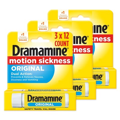 Motion Sickness Original, Travel Vial, 12 Count, 3 Pack