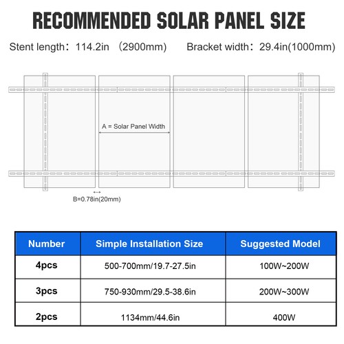 ECO-WORTHY Adjustable Solar Panel Mounting Brackets Kit System for 4PCS Panels