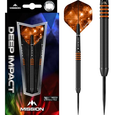 26 GRAM MISSION DEEP IMPACT M4 BLACK & ORANGE  80%  TUNGSTEN STEEL TIP DARTS 