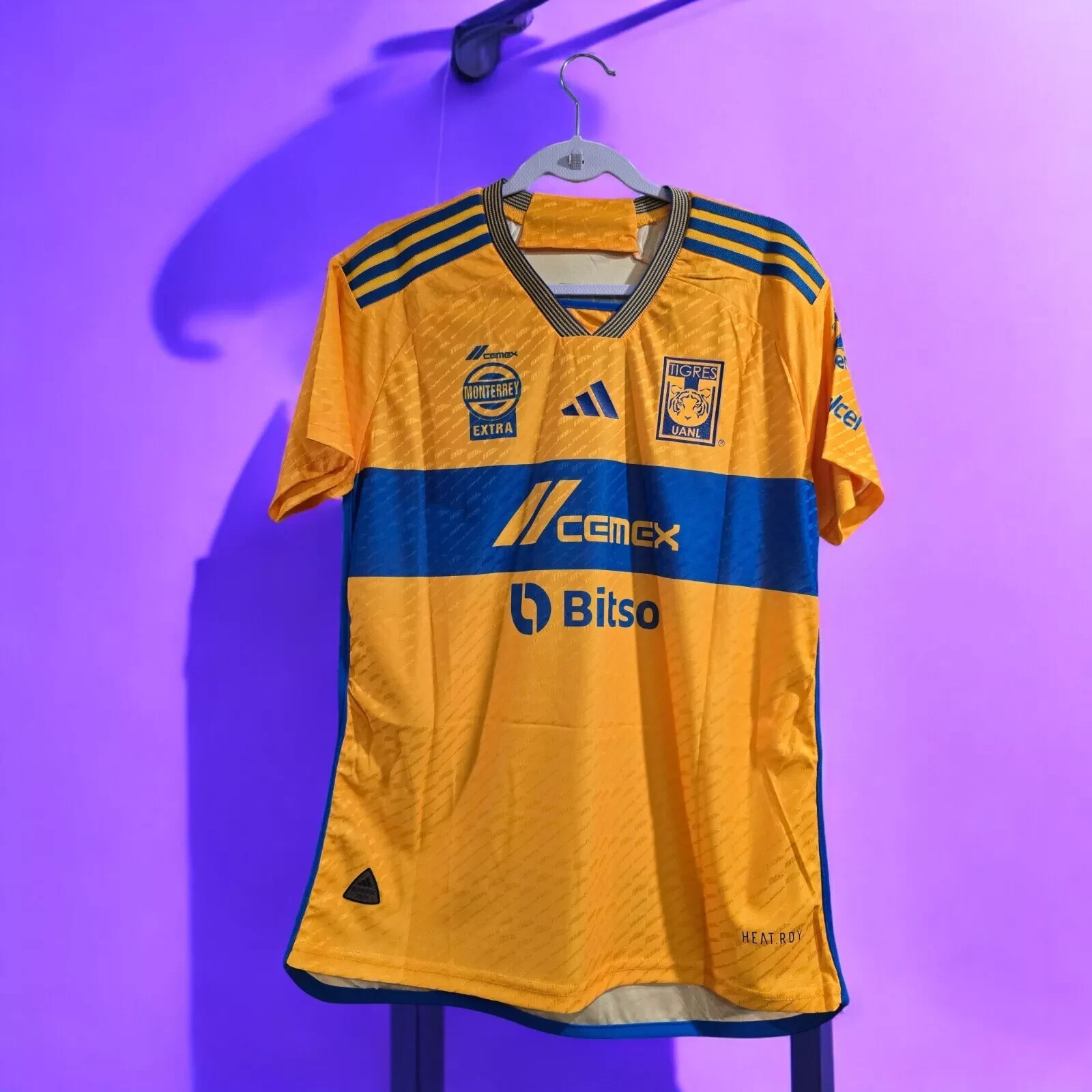 Tigres UANL ジニャク 10番シャツ フルスポンサー Lサイズ TIGRES UANL 23/24 Home - Yellow - GIGNAC # 10 - Slim Fit