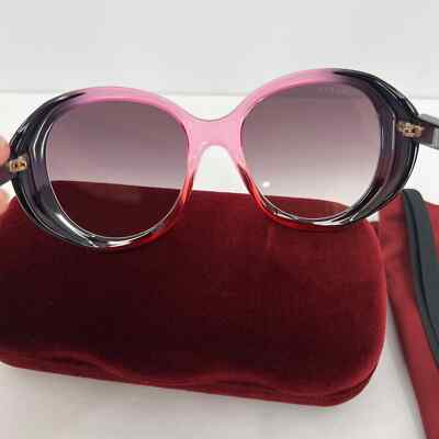 Pre-owned Gucci Gg Oversized Round Logo Sunglasses Womens Pink Black Gg0368s Retro 70s 80s In Purple