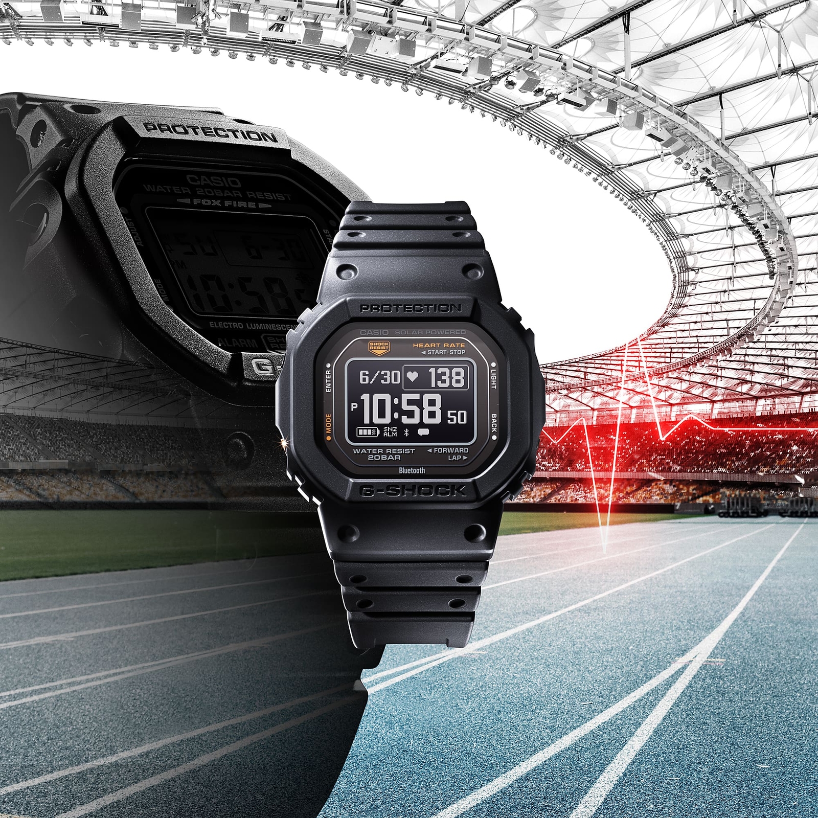 Pre-owned Casio Psl  G-shock Dw-h5600-1jr G-squad Bluetooth Gps Solar Usb Charging Watch