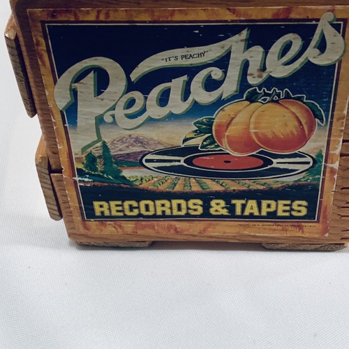 Peaches Records 8 Track Tape Crate Vintage Wooden Storage Music Holder Wood