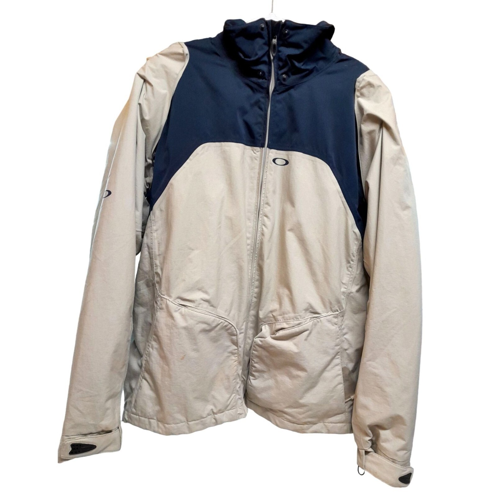 Vintage Y2K Oakley Retro Men's Road Fuel Ski Jacket Tan Blue Vintage Y2K Oakley Retro Men's Road Fuel Ski Jacket Tan Blue