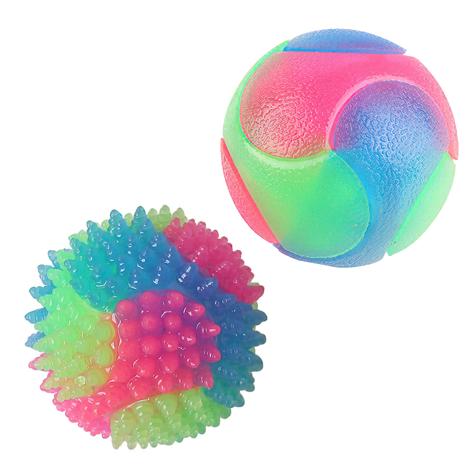 LED Light-up Spike Ball Pet Dog Toy Rubber Flash Dog Chewing
