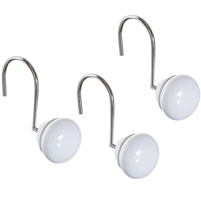 Creative Scents White Shower Curtain Hooks - Set of 12 White Shower Curtain