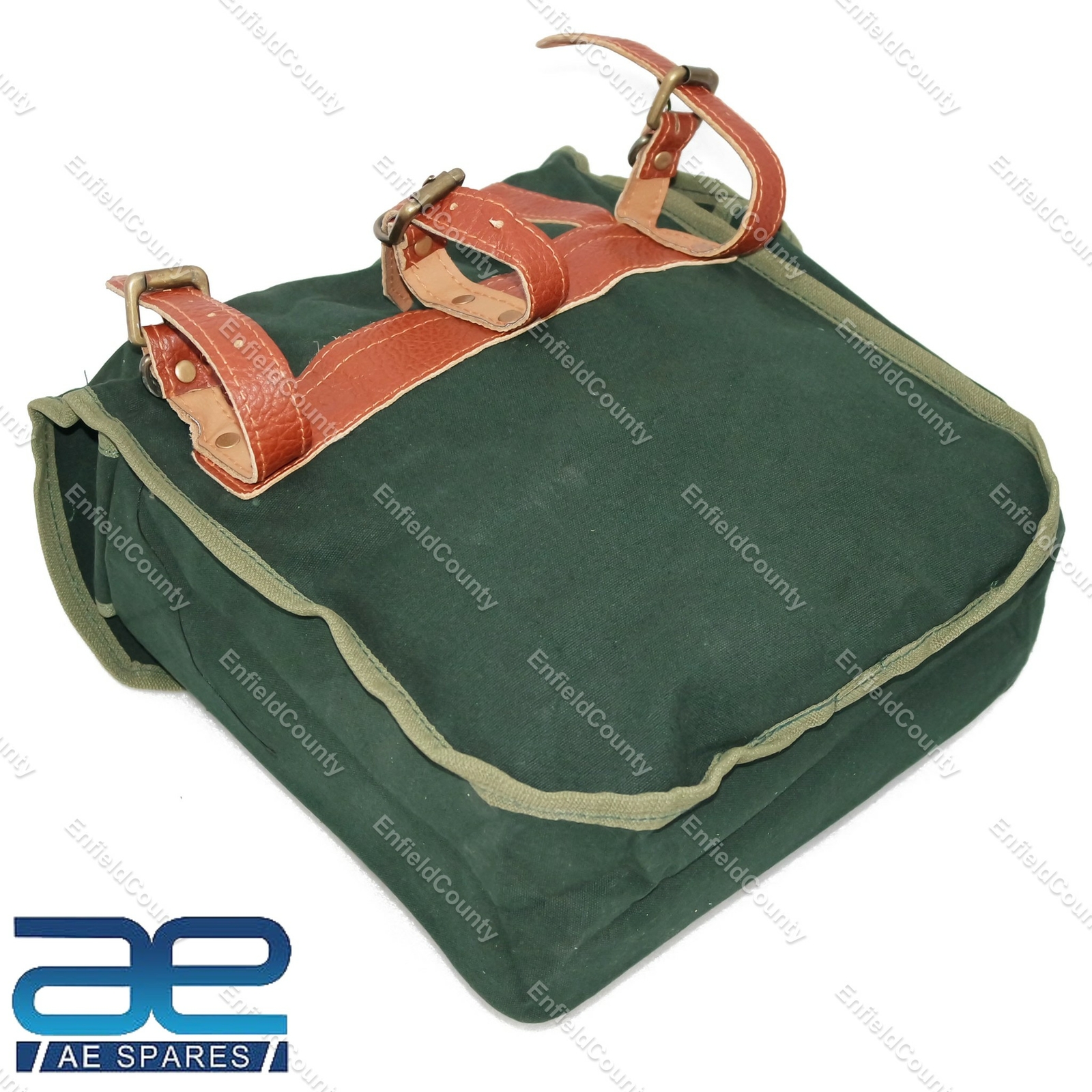 For Royal Enfield 350cc 500cc Heavy Duty Canvas Saddle Bag Green 