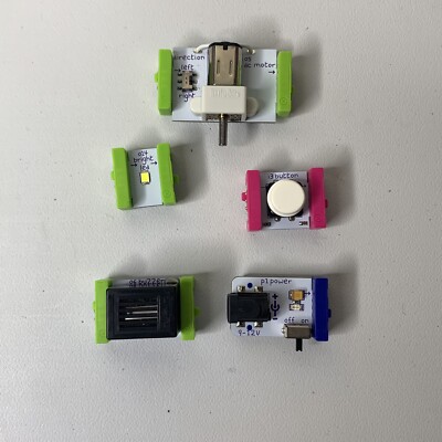 Little Bits Part Kit Dc Motor Left Right Bright Led P1 Power i3 Button 06 Buzzer