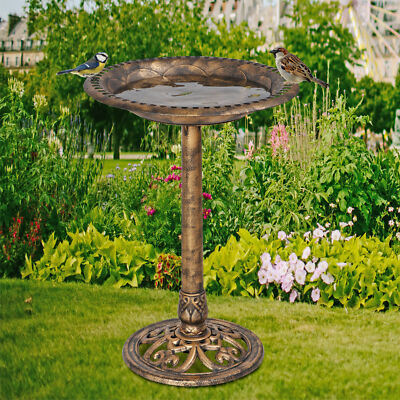 28'' Lightweight Bird Bath Feeder Standing Outdoor Garden Patio Decor Bronze