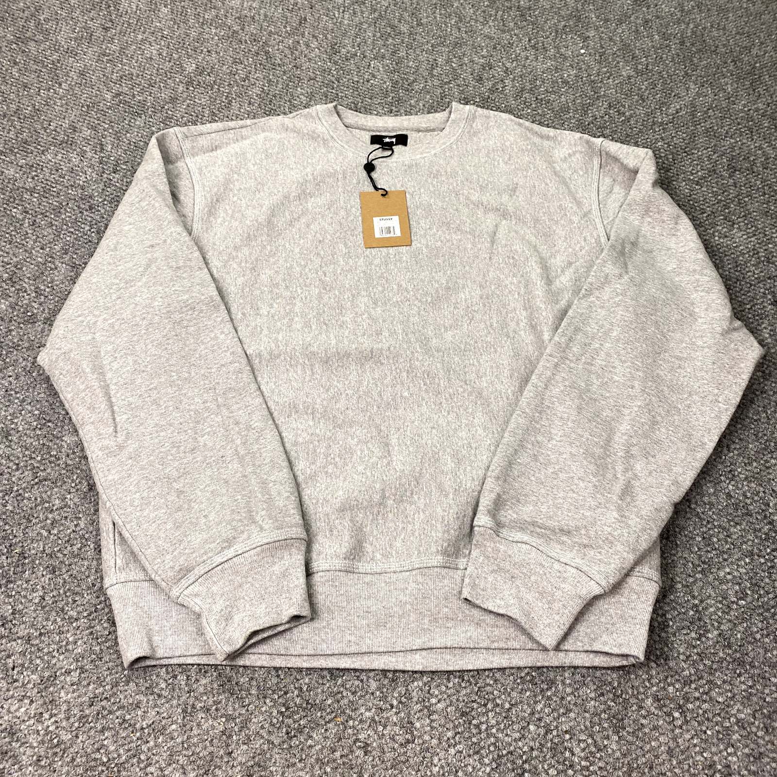 Stussy Contrast Stitch Label Crew Mens XL Grey Heather Stussy Contrast Stitch Label Crew Mens XL Grey Heather