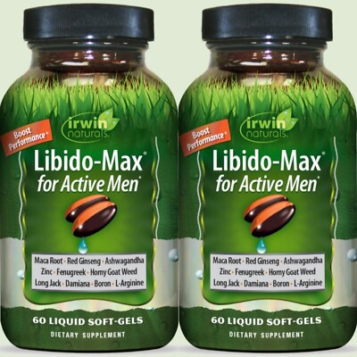2x Irwin Naturals Libido-Max Active Men Testosterone Mega-Boost Level Up 120ct