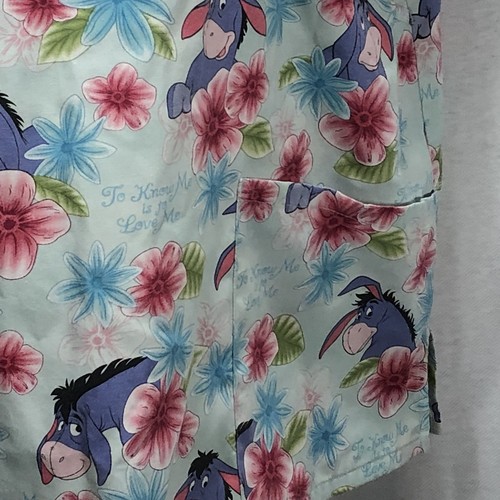 Disney Scrub Top XLarge Eeyore To Know Me Is To Love Me Hawaiian 2 Front Pockets