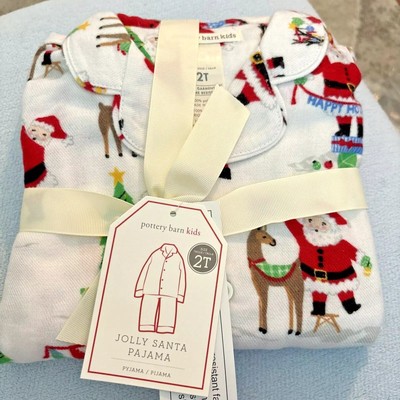 Pottery Barn Kids Holiday Christmas Santa Flannel 2 pc set Pajama party Size 2