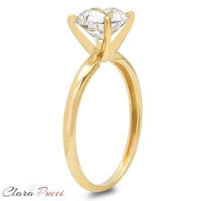 Pre-owned Pucci 1.0ct Round Cut Synthetic Moissanite Wedding Bridal Promise Ring 14k Yellow Gold In White/colorless