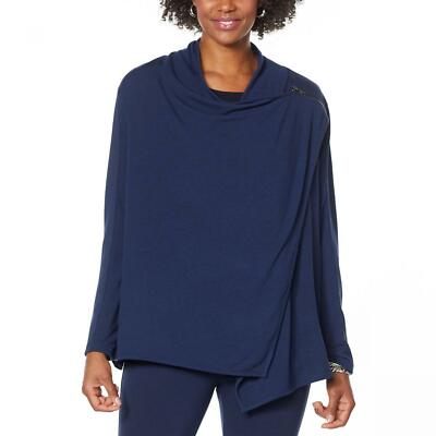 NWT DG2 By Diane Gilman Womens Eco-Ponte Knit Drape Front Easy Jacket. 732055