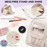 Travel Makeup Bag Women's Large Capacity Cosmetic Portable Organizer Large Opening Waterproof Storage Toiletry Bags Vertical Free-Standing Brush Holder for Easy Access Purple