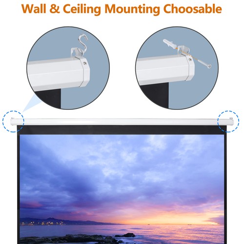 Movie Projector Screen Pull Down 16:10 Foldable Wall Mount HD Projection Screen