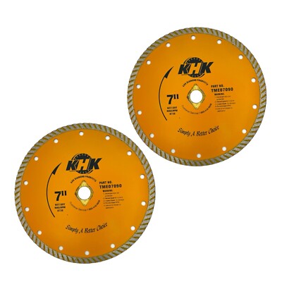 2 Pack 7 Inch Turbo Tile Diamond Saw Blade Cut Concrete Bricks Stone Tile Marble