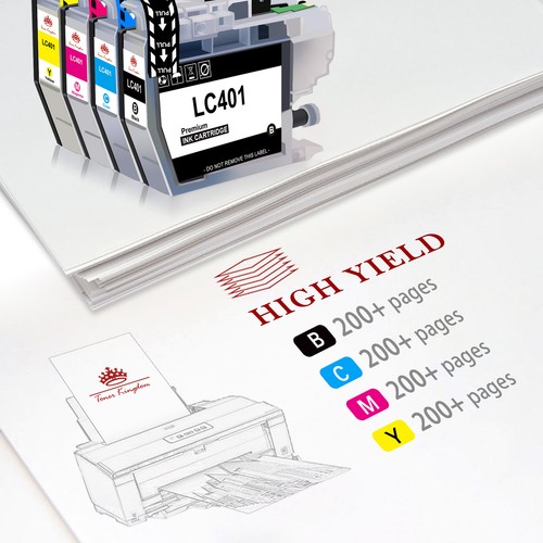 4pk LC401 LC-401 Ink Cartridges for Brother MFC-J1010DW MFC-J1012DW MFC-J1170DW