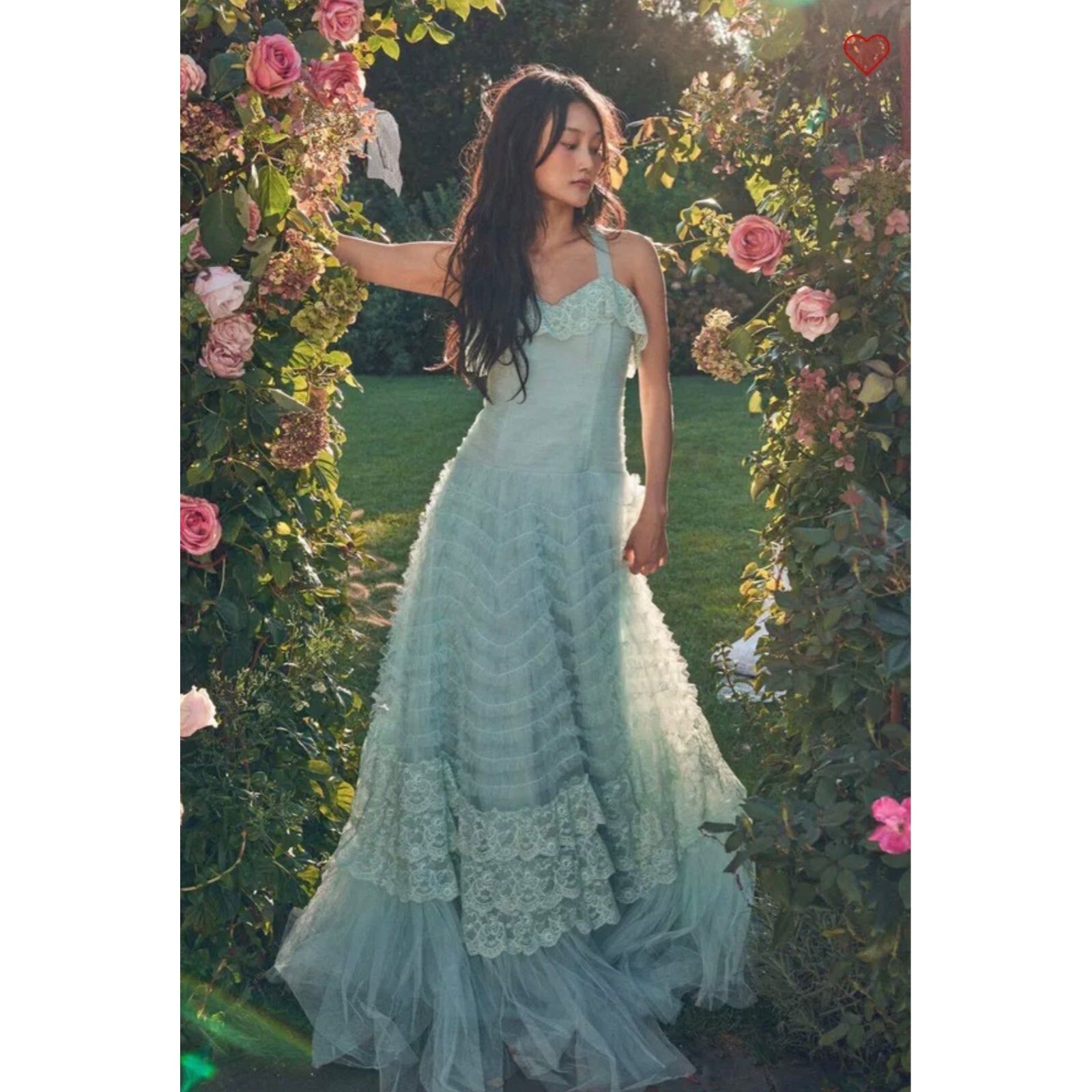Pre-owned Loveshackfancy Sharelle Gown Mint Blue Sz 2 Retail 895