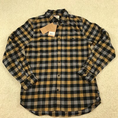 Fjallraven Skog Flannel Shirt Mens XL Long Sleeve Buckwheat Brown Slim Fit