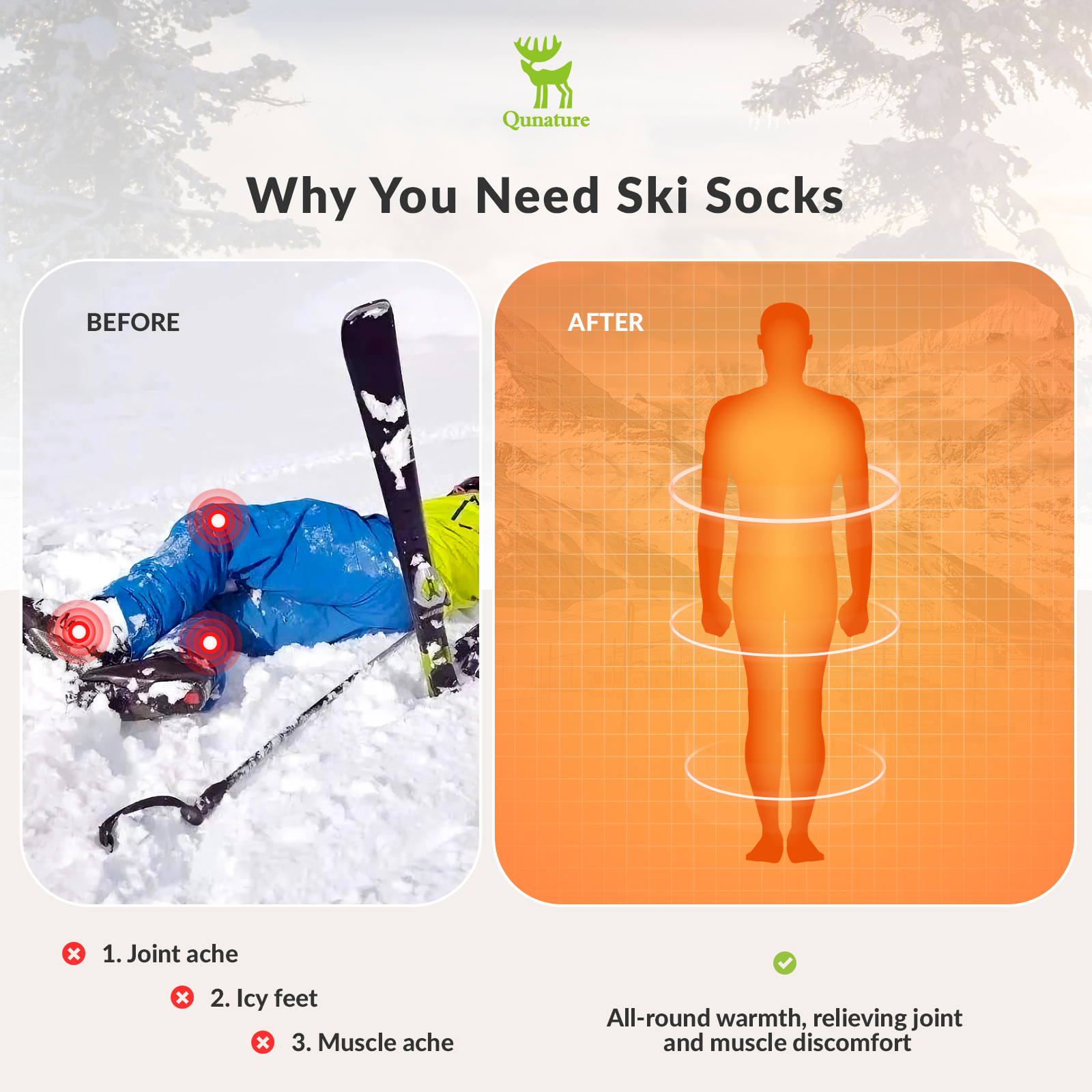 Qunature 1 paio di calzini da sci unisex calzini da sci per sci snowboard sport invernali_voghion.com